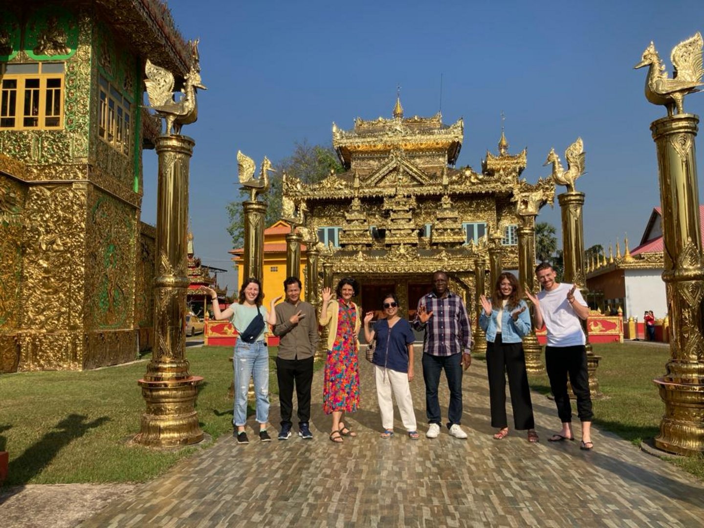 Visiting a Burmese temple in Mae Sot.